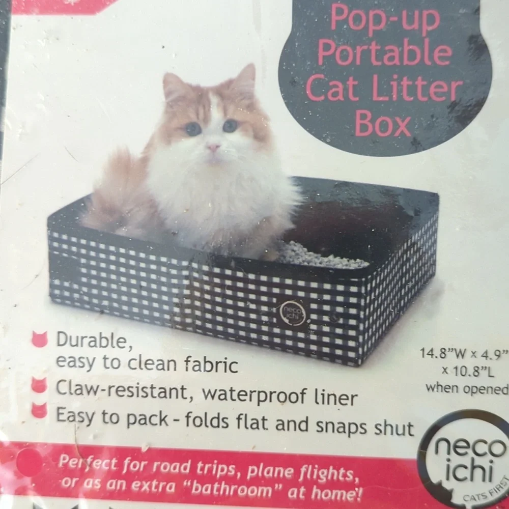 Nepoichi Plaid Portable Cat Litter Box Travel New Foldable